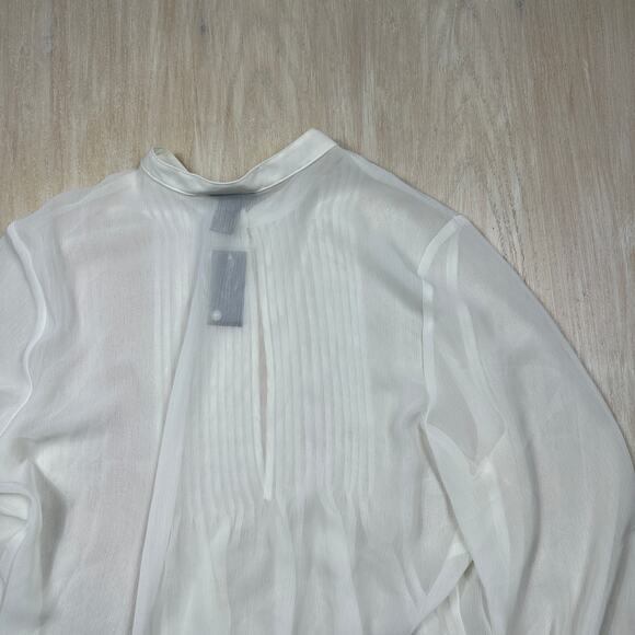NWT Lane Bryant White Sheer Pintuck Long Sleeve Lightweight Workwear Blouse 20 - Picture 10 of 12